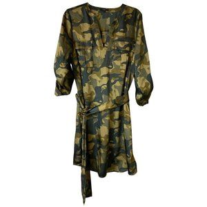 ELOGY Green Printed Belted Poly Casual Dress